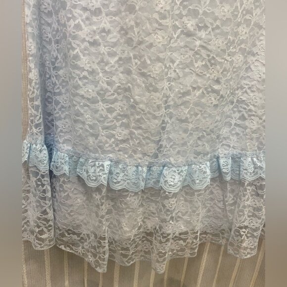 Vintage 70’s / 80’s Blue Lace High Collar Dress‎ Vintage  Size 9/10 Union Label - Picture 6 of 16